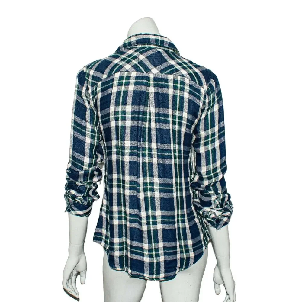 Rails Women's Button up Flannel Shirt Blue Plaid Tencel Rayon Size XS - Picture 3 of 8